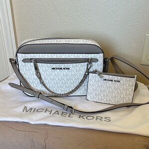 Michael Kors White and Gray Crossbody Bag Set